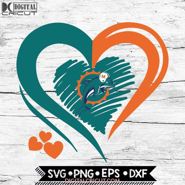 Miami Dolphins Love Svg, Heart Miami Dolphins Svg, NFL Svg, Football Svg, Cricut File, Svg