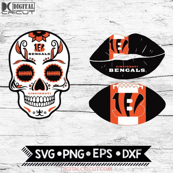 Cincinnati Bengals Svg, NFL Svg, Bundle, Svg, Cricut File, Football Svg, Skull Svg