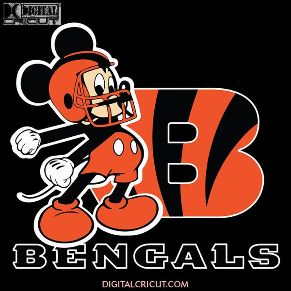 Cincinnati Bengals Svg, Mickey Svg, Disney Svg, NFL Svg, Cricut File, Clipart, Football Svg, Sport Svg, Love Footbal Svg, Png, Eps, Dxf