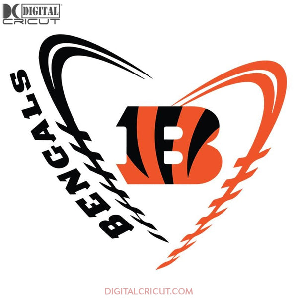 Cincinnati Bengals Svg, Cricut File, Clipart, NFL Svg, Football Svg, Sport Svg, Love Football Svg, Heart Football Svg, Png, Eps, Dxf