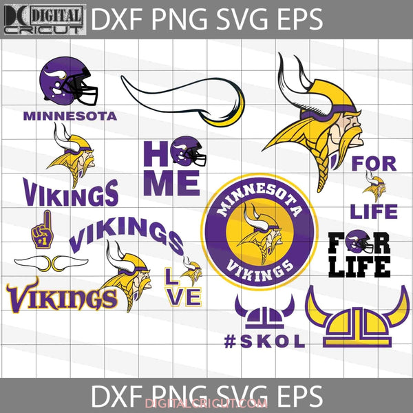 Minnesota Vikings Svg Cricut File Clipart Bundle Love Football Love Sport Svg Nfl Png Eps Dxf