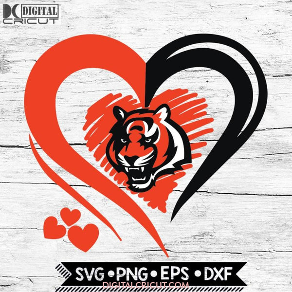 Cincinnati Bengals Love Svg, Heart Cincinnati Bengals Svg, NFL Svg, Football Svg, Cricut File, Svg