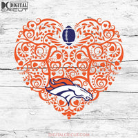 Denver Broncos, Heart SVG, NFL Svg, Football Svg, Cricut File, Svg