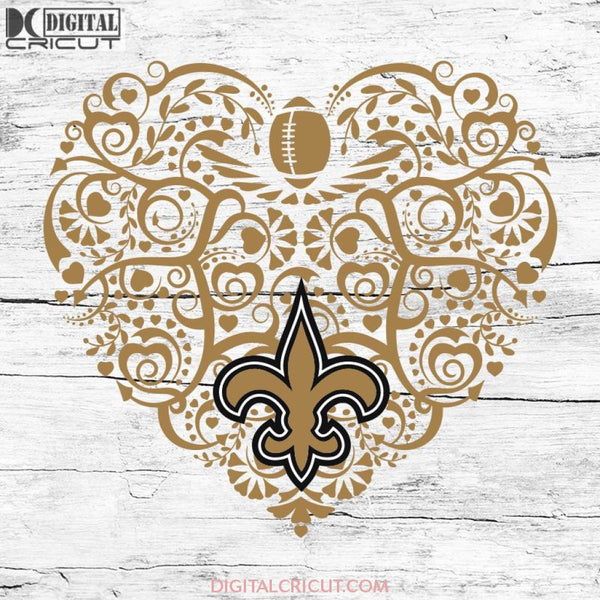 New Orleans Saints, Heart SVG, NFL Svg, Football Svg, Cricut File, Svg