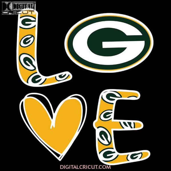 Love Green Bay Packers Svg, Cricut File, Clipart, NFL Svg, Sport Svg, Love Football Svg, Png Eps, Dxf