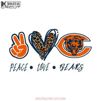 Chicago Bears Svg, Love Bear Svg, Peace Love Bear Svg, NFL Svg, Cricut File, Clipart, Sport Svg, Football Svg, Love Sport Svg