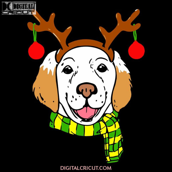 Cute Dog Svg, Golden Retriever Svg, Christmas Svg, Merry Christmas Svg, Cricut File, Clipart, Golden Costume Deer Svg, Png, Eps, Dxf