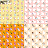 Cute Ice Cream Seamless Pattern Digital Papers Scrapbook Paper Background Wallpaper 12*12Inches