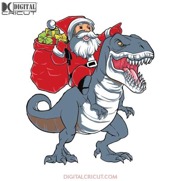 Dinosaurus Svg, Santa Svg, Santa Gift Svg, Christmas Svg, Merry Christmas Svg, Funny Santa Svg, T-Rex Svg, Cricut File, Clipart, Svg, Png, Eps, Dxf