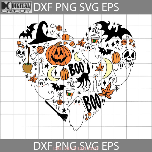 Doodle Heart Collage I Love Halloween Svg Cricut File Clipart Png Eps Dxf