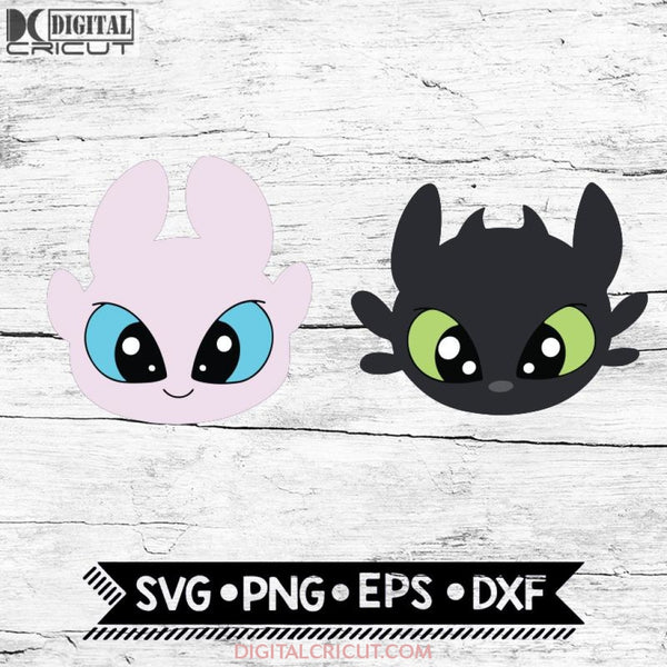 Easy 2 SVG, Toothless, Light fury heads, Night fury svg, Cartoon Svg, How to train your dragon Svg