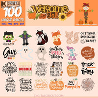 Fall Autumn Clipart, Bundle, Thanksgiving Svg, Halloween Svg, Cut Files Pumpkin, Clipart, Silhouette 2