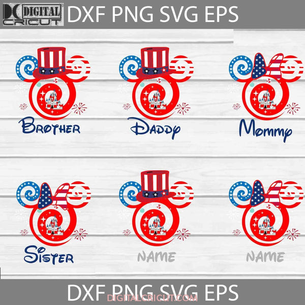 Family Vacation 4Th Of July Svg Mickey And Minnie Head Independence Day Bundle Custom Name Cricut