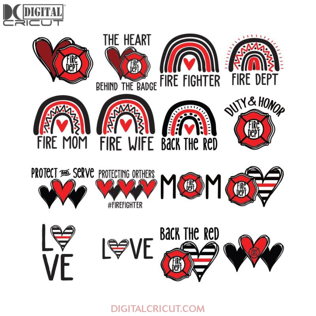 Firefighter Svg, Bundle, Cricut File, Raibow Svg, Back The Red Svg ...