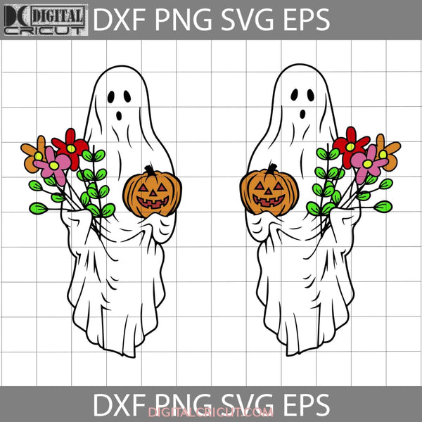 Floral Ghost Hugs Pumpkin Svg Halloween Cricut File Clipart Png Eps Dxf