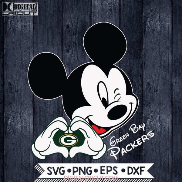 Green Bay Packers Svg, Love Svg, Heart Mickey Mouse Love Svg, NFL Svg, Disney Svg, Football Svg, Cricut File, Svg