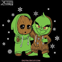 Groot And Grinch Christmas Svg, Grinch Funny Svg, Cricut File, Clipart, Candy Svg, Christmas Svg, Merry Christmas Svg, Light Svg