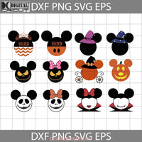 Halloween Mickey Mouse Bundle Svg Minnie Head Ears Bow Witch Vampire Pumpkin Disney Svg Cricut File