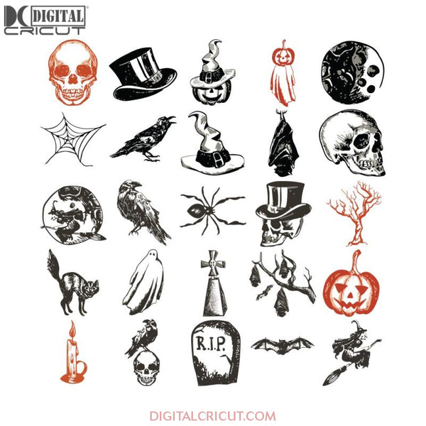 Halloween Svg, Unique Bundle File, Cricut File, Clipart, Fall Svg, Halloween Skull Svg, Raven Svg, Silhouette, Svg, Png, Eps, Dxf