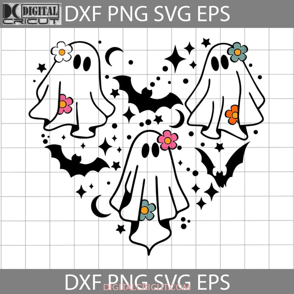 Heart Ghost Svg Flower Daisy Halloween Cricut File Clipart Png Eps Dxf