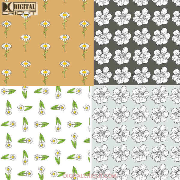 Hello Daisy, Daisy Floral Spring Seamless Pattern, Digital Papers, Scr ...