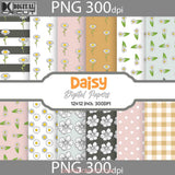 Hello Daisy Floral Spring Seamless Pattern Digital Papers Scrapbook Paper Background Wallpaper