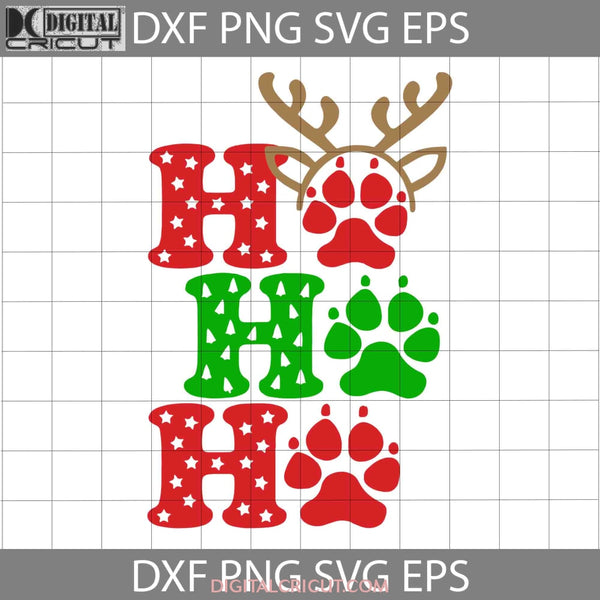 Hohoho Svg Paw Dog Reindeer Antlers Xmas Christmas Cricut File Clipart Png Eps Dxf