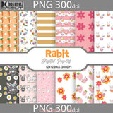 I Carrot Even Retro Bunny Spring Easter Seamless Pattern Digital Papers Scrapbook Paper Background
