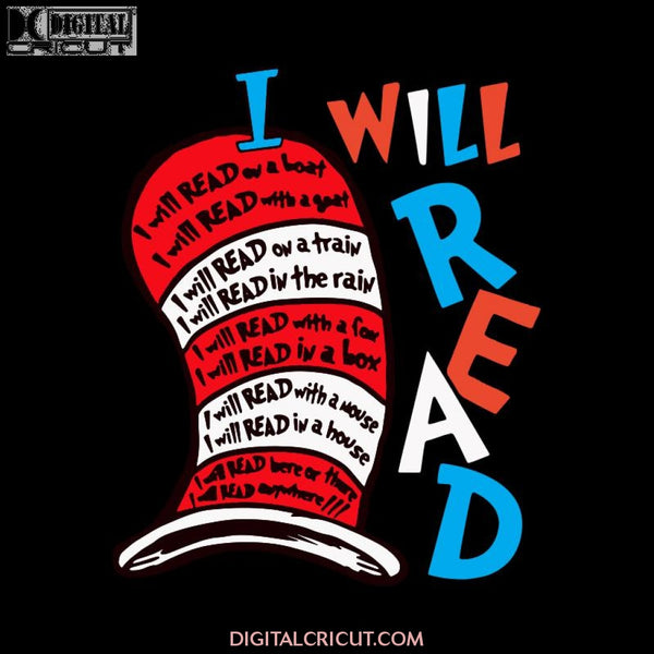 I Will Read Svg, The Cat In The Hat Svg, Dr. Seuss Svg, Dr Seuss Svg, Thing One Svg, Thing Two Svg, Fish One Svg, Fish Two Svg, The Rolax Svg, Png, Eps, Dxf