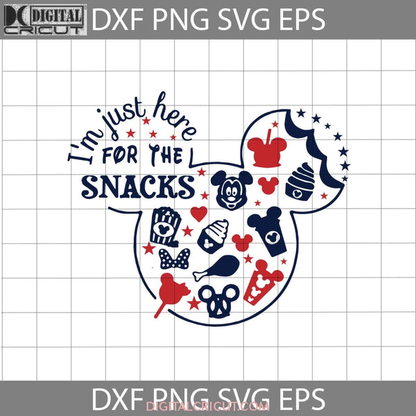 Im Just Here For The Snacks Svg Mickey Head 4Th Of July Independence Day Usa Flag Cricut File