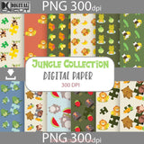 Jungle Collection Animals Seamless Pattern Digital Papers Scrapbook Paper Background Wallpaper