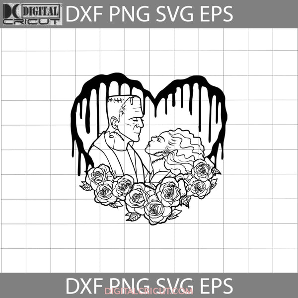 Frankenstein And Bride Svg Floral Heart Halloween Svg Cricut File Clipart Png Eps Dxf