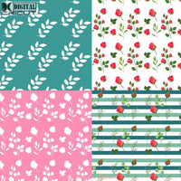 La Vie En Rose Roses Floral Seamless Pattern Digital Papers Scrapbook Paper Background Wallpaper