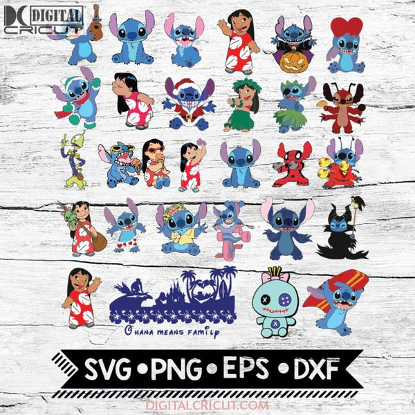 Lilo & Stitch Svg Bundle Files For Cricut Disney Png Eps Dxf