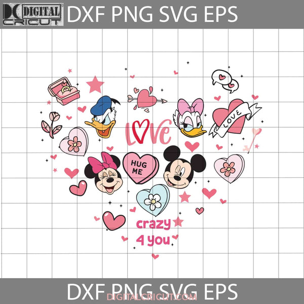 Love Svg Crazy For You Hug Me Heart Valentines Day Cricut File Clipart Png Eps Dxf