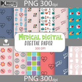 Medical Seamless Pattern Scrapbook Digital Paper Wallpaper Background Medicine Health 12*12Inches