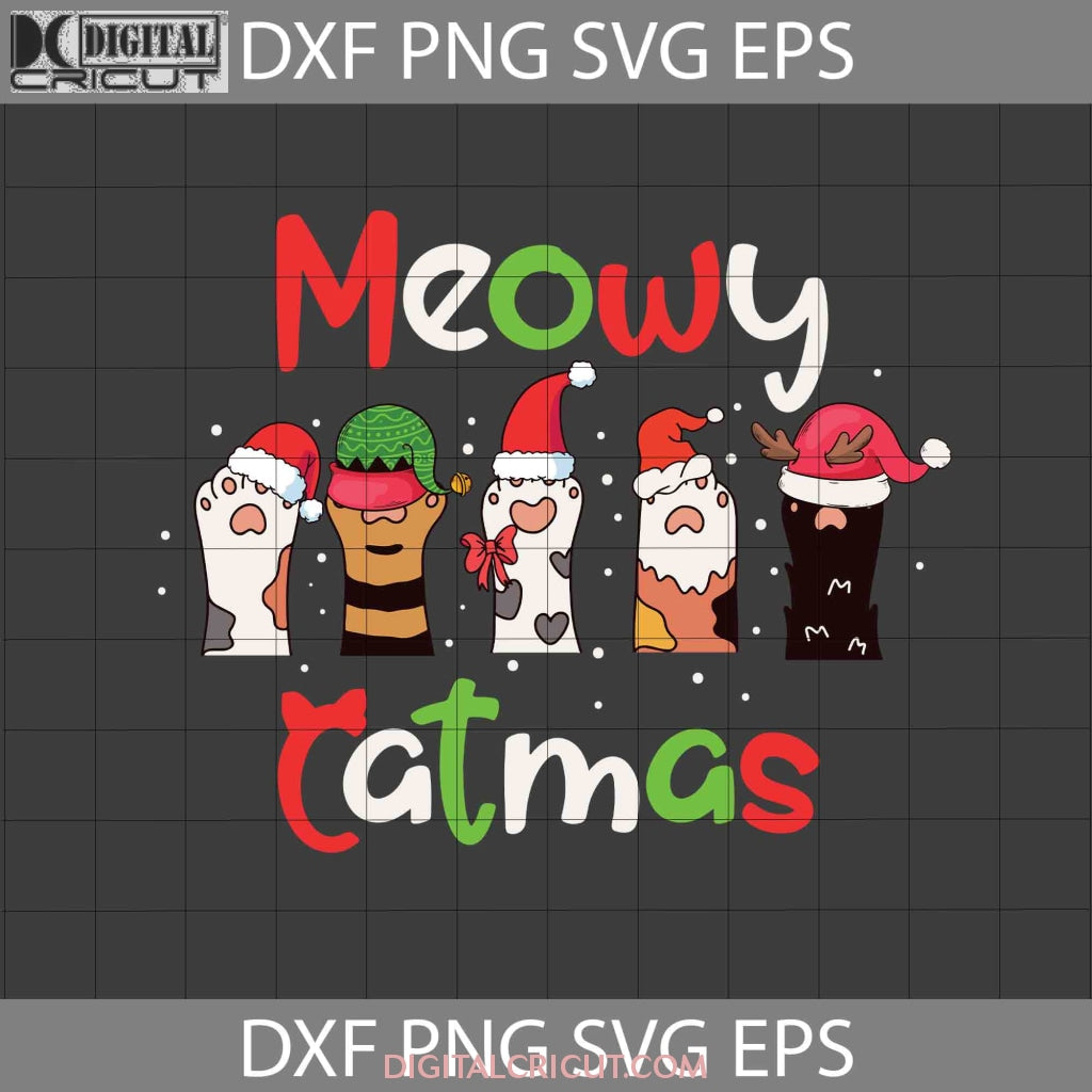 Meowy Catmas Svg, Christmas Paw Prints Svg, Cat Xmas Svg, Christmas Svg ...