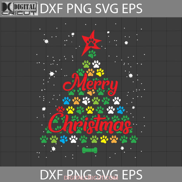 Merry Christmas Dog Paw Svg Tree Svg Gift Cricut File Clipart Png Eps Dxf