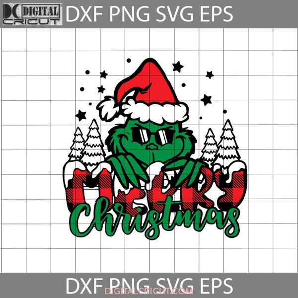Merry Christmas Svg Grinch Buffalo Plaid Pattern Cartoon Svg Gift Cricut File Clipart Png Eps Dxf