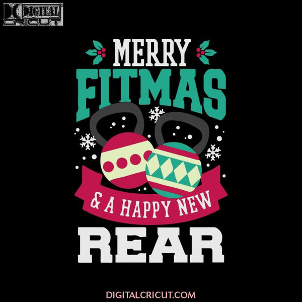 Merry Fitmas And Happy New Rear Svg, Santa Svg, Snowman Svg, Christmas Svg, Merry Christmas Svg, Bake Svg, Cake Svg, Cricut File, Clipart, Svg, Png, Eps, Dxf