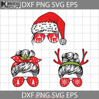 Messy Bun Christmas Svg Bundle Mom Sunglasses Santa Hat Bandana Svg Cricut File Clipart Png Eps Dxf