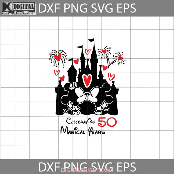 Mickey And Minnie Castle Svg Celebrating 50 Magical Years Valentines Day Gift Cricut File Clipart