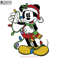 Mickey Mouse Svg, Mickey Christmas Svg, Christmas Svg, Ligh Svg, Santa Hat Svg, Cricut File, Clipart, Disney Svg