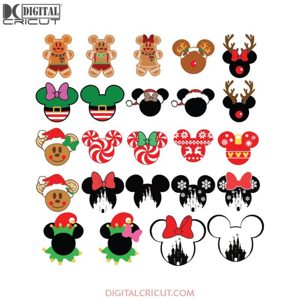 Mickey Mouse Svg, Minnie Svg, Christmas Svg, Bundle, Cricut File, Merry Christmas Svg