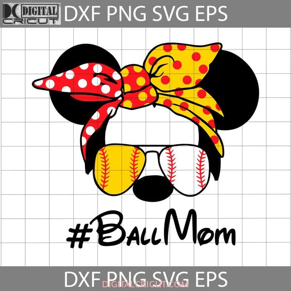 Minnie Ball Mom Svg Baseball Mothers Day Cricut File Clipart Png Eps Dxf