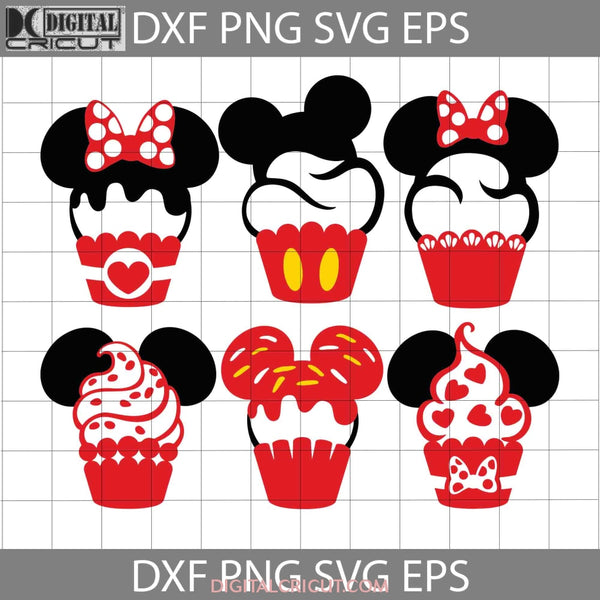 Minnie & Mickey Cupcakes Svg Cartoon Cricut File Clipart Png Eps Dxf