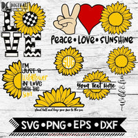 Monogram Svg Sunflower Summer Layered Svg Bundle Cricut Cut File Peace Love