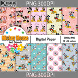 Mouse And Friends Seamless Pattern Digital Papers Scrapbook Paper Background Wallpaper 12*12Inches
