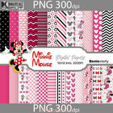 Mouse Digital Paper Pack Scrapbook Papers Polka Dots Stripes Background Wallpaper 12*12Inches