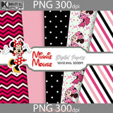 Mouse Digital Paper Pack Scrapbook Papers Polka Dots Stripes Background Wallpaper 12*12Inches